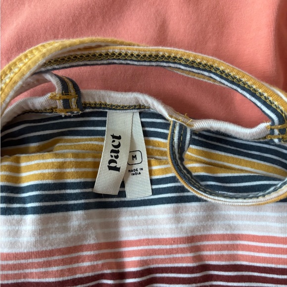 Pact Organic Striped/Salmon Fit & Flare Cross-Strap Sun Dress. Women’s Sz-M EUC - Picture 6 of 12